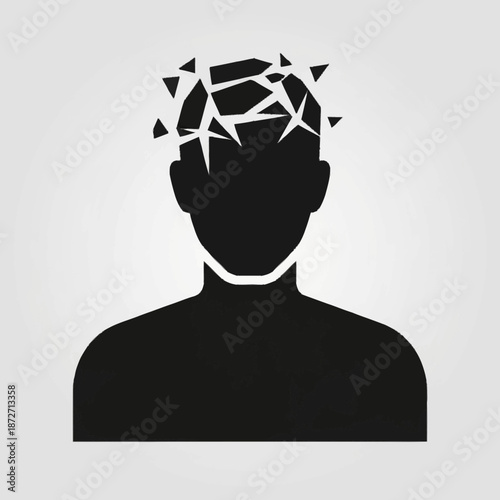 Abstract Silhouette of a Shattered Human Head.