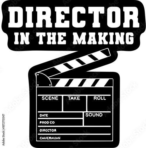 Director in the Making" graphic featuring a clapboard, representing aspiring filmmakers and the journey of becoming a director in the film industry