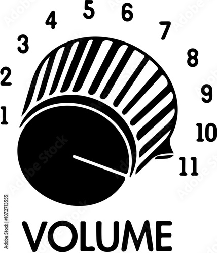 Adjustable audio level control dial illustration representing sound modulation settings and device calibration for acoustic output management, perfect for user interface design