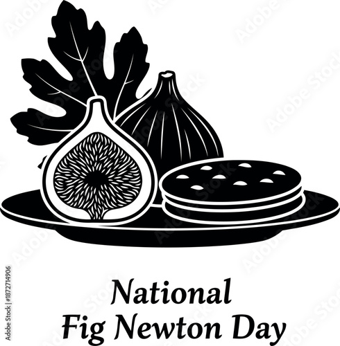 National fig newton day silhouette illustration of figs and cookies