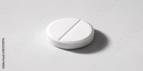 Close-up macro of white medicine pills, tablets, or capsules isolated on a clean white background for pharmaceutical healthcare and medical drug treatment