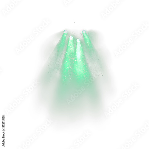 Foto Sparkling green party light overlay with clustered beams and glittering particle