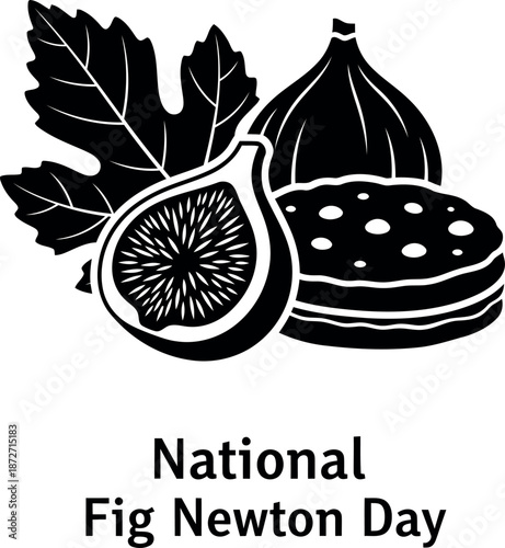 National fig newton day silhouette illustration with figs and leaves