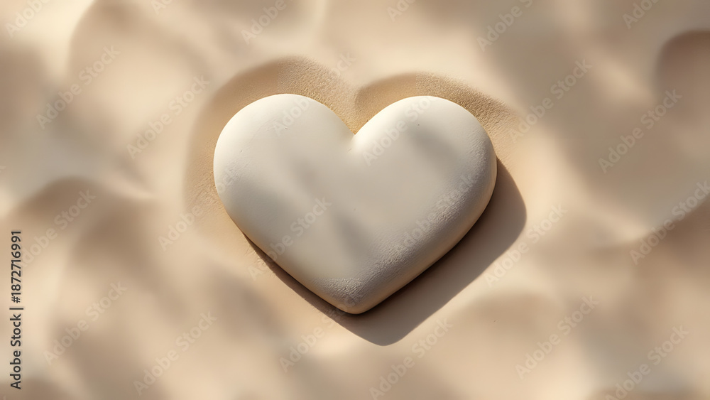 Obraz premium Minimal Zen Valentine Background with Heart Stone and Copy Space