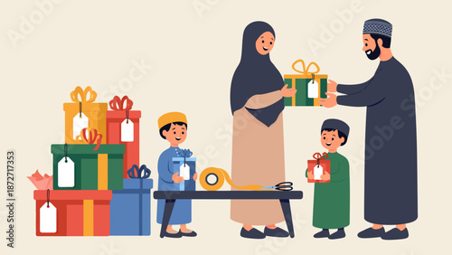 Family Preparing Ramadhan Gift Hampers Together with Love and Care