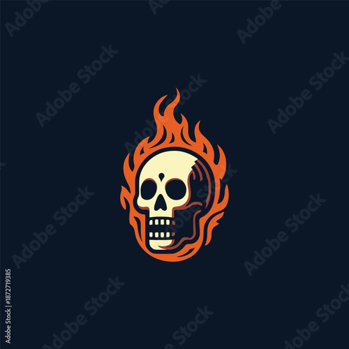 Skull Burning Fire Logo