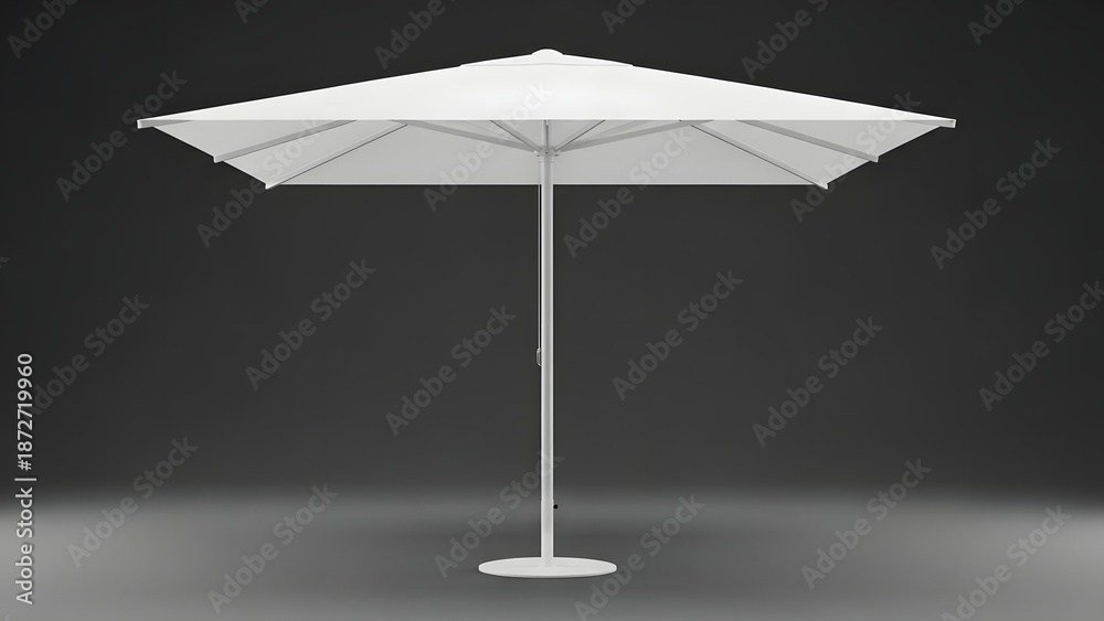Obraz premium A white patio umbrella on a gray background