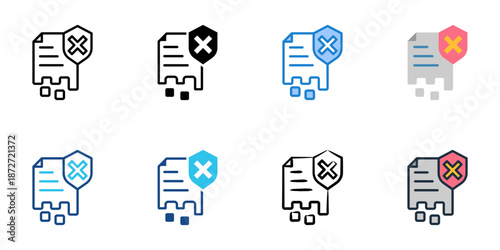 Data Breach icons set multiple style collection. Editable stroke 
