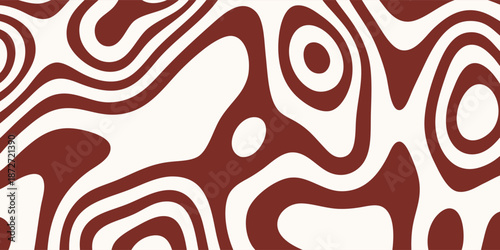 Abstract Swirling Pattern of Brown and Cream Organic Shapes.