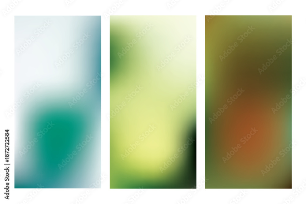 Fototapeta premium Set of three vertical abstract gradient backgrounds in various colors.