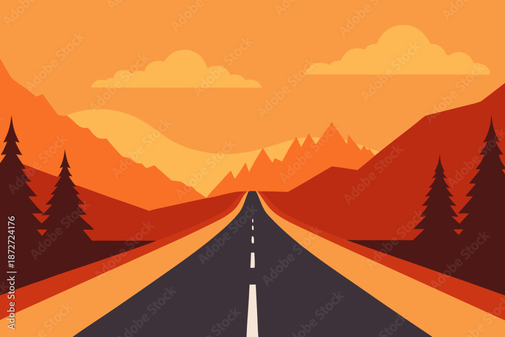 Obraz premium Open Road Through Mountains and Forest