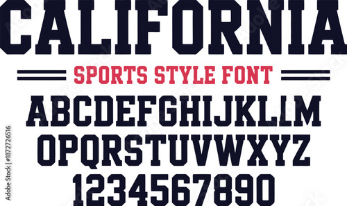 Bold sports style font with California text and alphabet