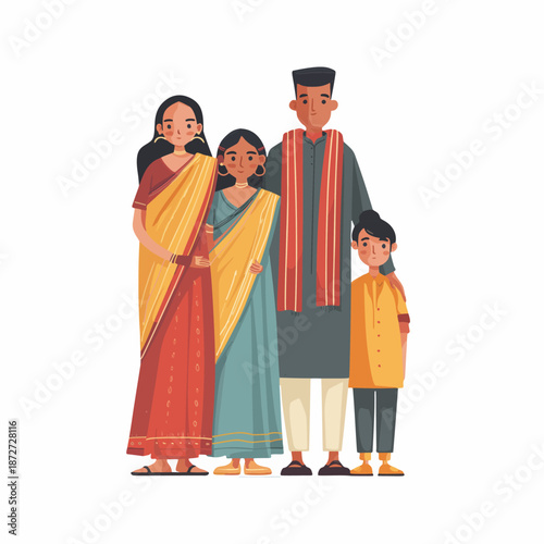 Indian family vector illustration3