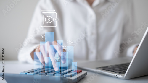 Person focusing on increase salary money income saving growth investment interest bank earning fund cash stock economy deposit success outcome achievement target goal, financial planning concept