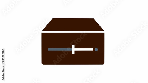 Brown safe deposit box secure storage.