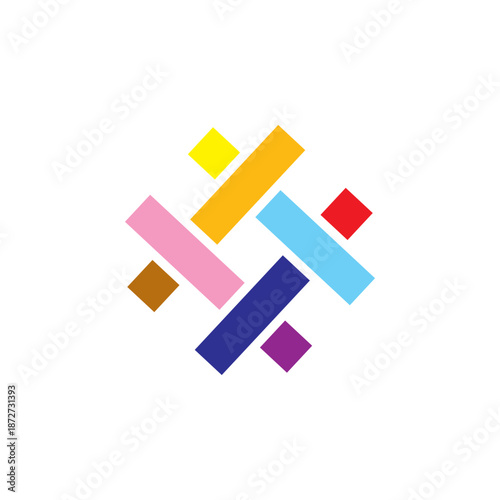 Logo, brand, colored paper tag, woven diagonally.