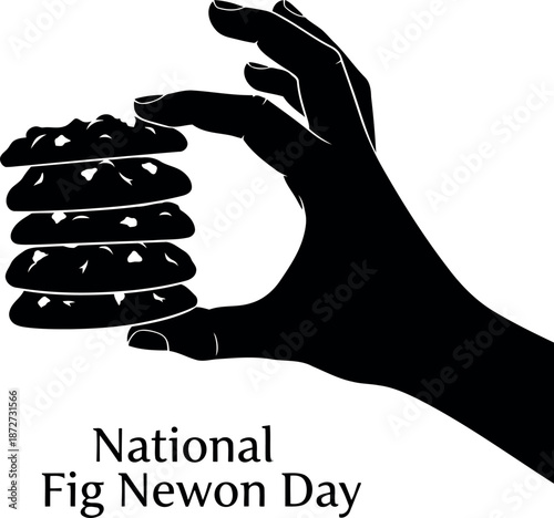 Silhouette of hand holding newtons on national fig newton day