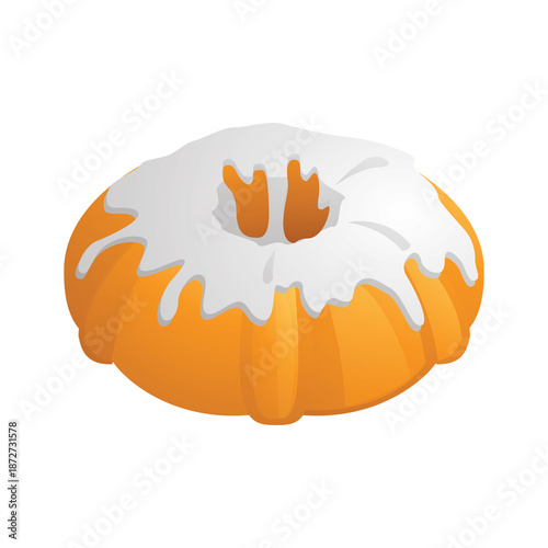 Bundt cake, orange dessert, sweet treat, frosted pastry