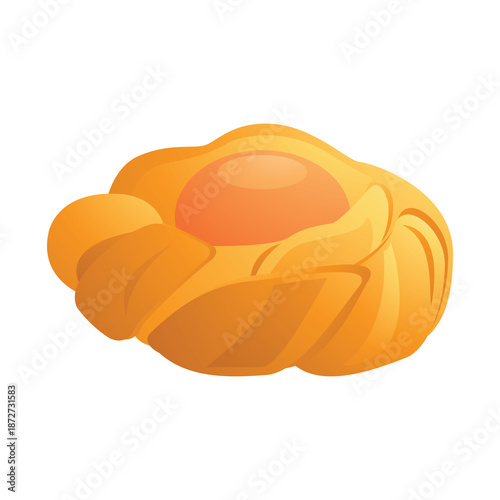 Croissant pastry icon, breakfast food illustration, orange baked dessert, flaky pastry
