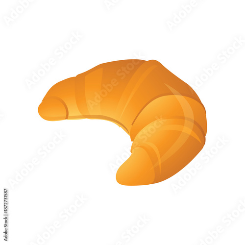 Golden Croissant, Baked Pastry, Breakfast Icon, Food Illustration