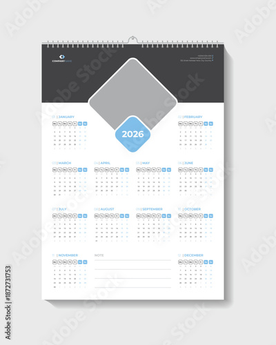 Calendar Design For Office Desk Or Wall Vector Template	
