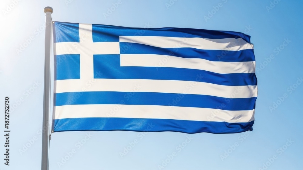 Obraz premium Greece Flag Waving Against Clear Sky