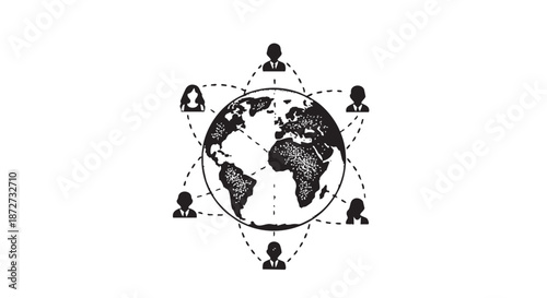 Global network of people connected around the Earth, symbolizing international communication and collaboration