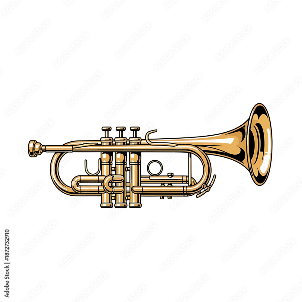 Obraz premium Illustration of a golden trumpet on a white background