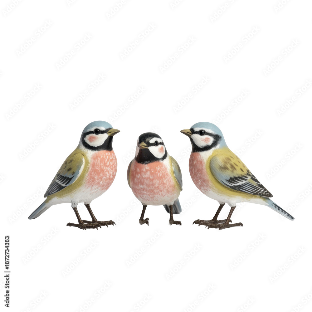 Fototapeta premium Three cute fantasy birds