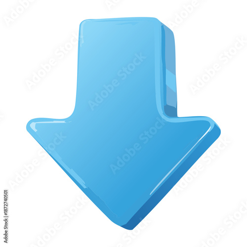 Blue 3d arrow pointing downwards for showing economic decline financial loss and negative business market performance trends