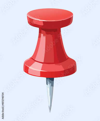 Illustration of a red thumb tack pin symbol for business strategy planning and marking map geographic locations