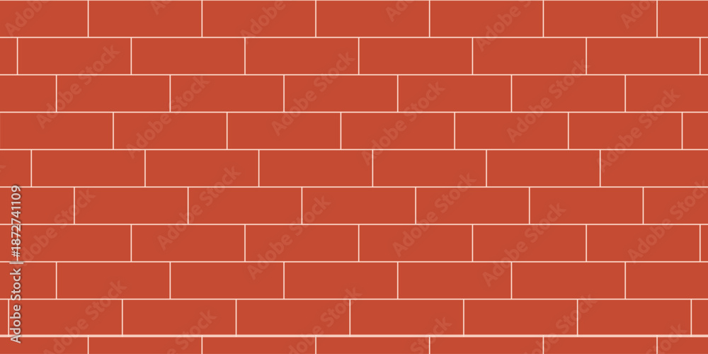 Fototapeta premium A brick wall with red bricks and white mortar.