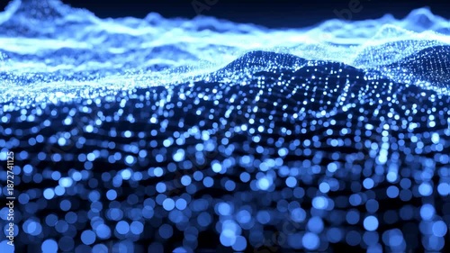 Wallpaper Mural Abstract digital landscape of interconnected luminous points, creating a textured, wave-like surface Torontodigital.ca