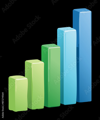 Illustration of a growing bar graph with blue and green pillars showing positive business trends and results Free Download Illustration of a growing bar graph with blue and green pillars showing positive business trends and results - GFXLoad