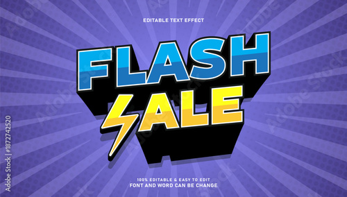 Editable Flash Sale Text Effect with Comic Style and 3D Bold Typography