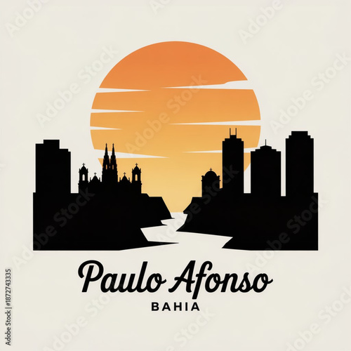 Paulo Afonso City Skyline Silhouette — A Scenic River and Energy Hub in Bahia Vector Illustration