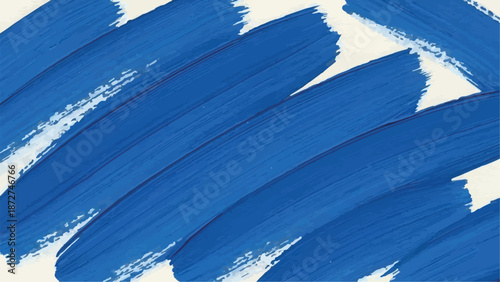 Abstract Blue Acrylic Paint Brush Strokes on White Background