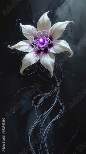 purple orchid on black background