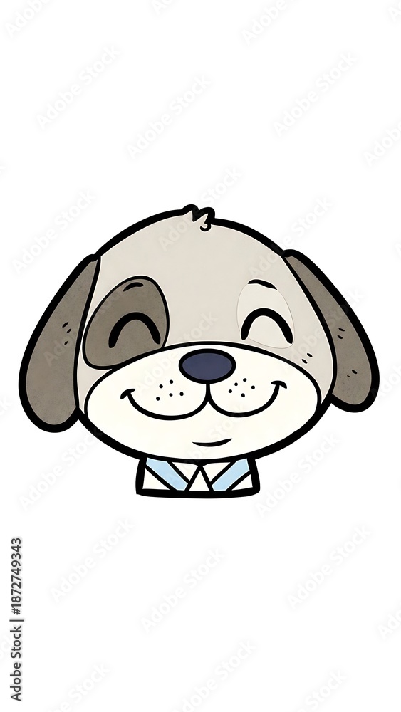 Obraz premium Smiling Cartoon Dog Face Closeup Illustration.