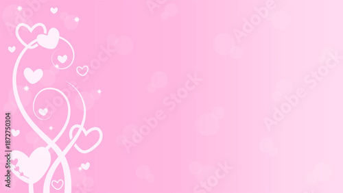Love Heart Pattern Ornament And Sparkles On Pink Gradient Background