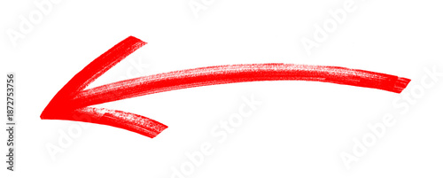 Hand-drawn red arrow icon brush stroke, arrow sign drawn with marker on transparent background