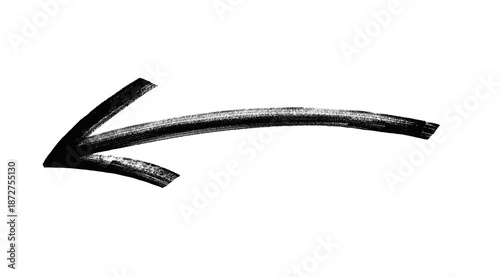 Hand-drawn red arrow icon brush stroke, arrow sign drawn with marker on transparent background
