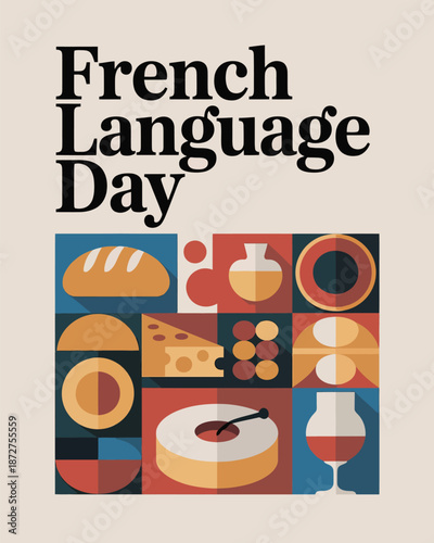 French Language Day Illustration Poster