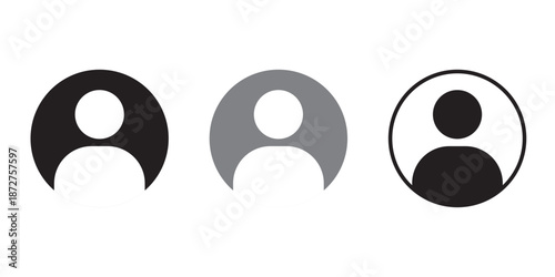 Set of three square placeholder headshot avatar, user profile vector icons