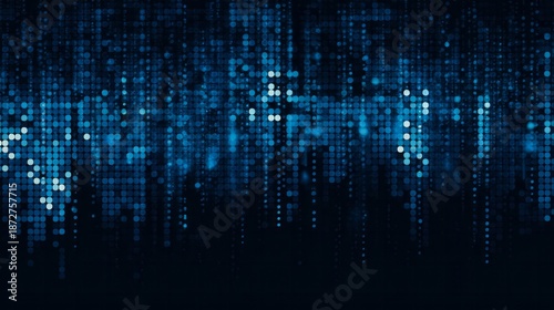 Wallpaper Mural Abstract digital rain of blue glowing dots descends in darkness. Torontodigital.ca