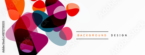 Abstract colorful overlapping shapes create modern background. Vibrant hues blend, forming dynamic visual composition.