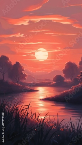 sunset over the lake