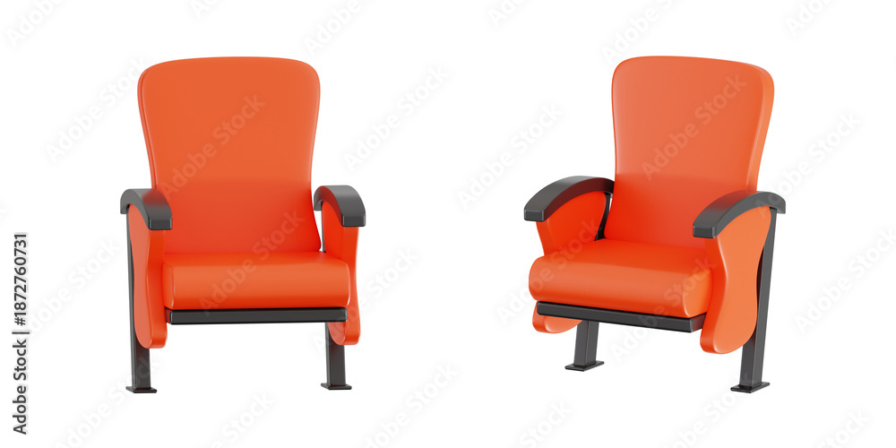 Obraz premium 3D render of single orange cinema theater seat icon