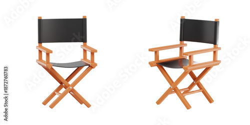 Φωτογραφία 3D render of black and orange director folding chair for cinema concept