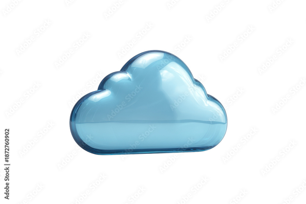 Obraz premium Translucent blue cloud shape with glossy highlights on black background image